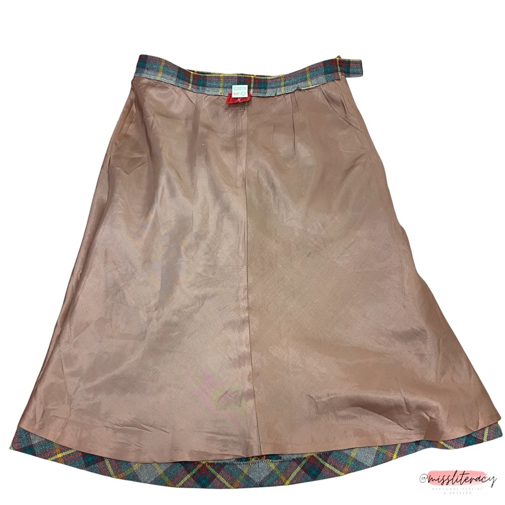 Vintage Women's Mister Leonard/Len Wasser Wool Plaid Tartan Midi Skirt [Size L] - Picture 10 of 15
